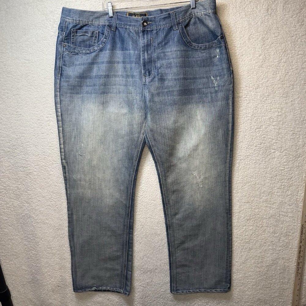 Halifax Jeans Mens 46x32 Baggy Y2K Wide Leg Faded Blue Denim Hip Hop Skater